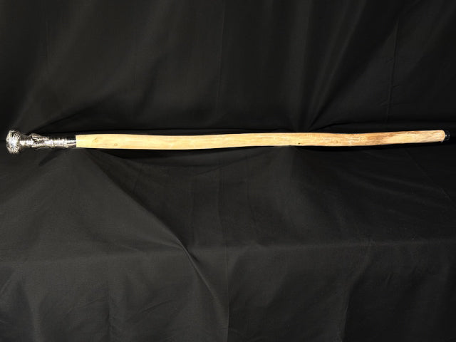 White Oak Cane with Silver Brass Handle