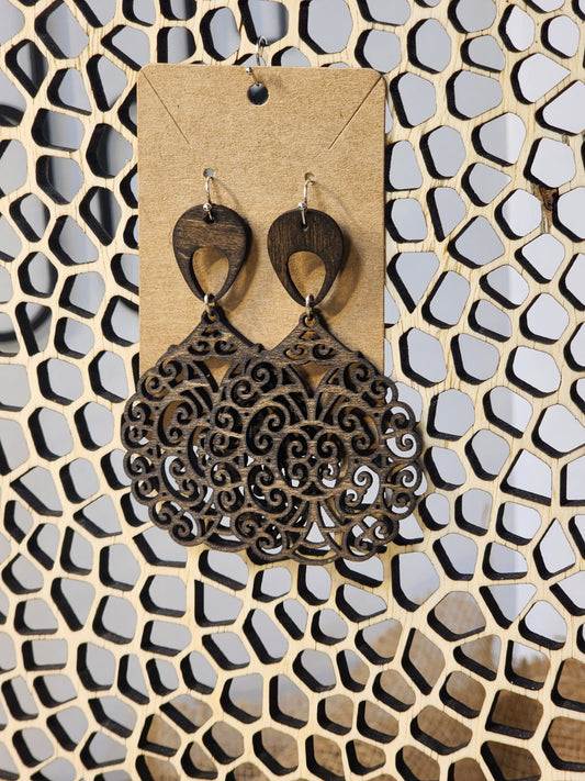 Round Walnut Earrings
