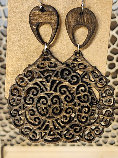 Round Walnut Earrings
