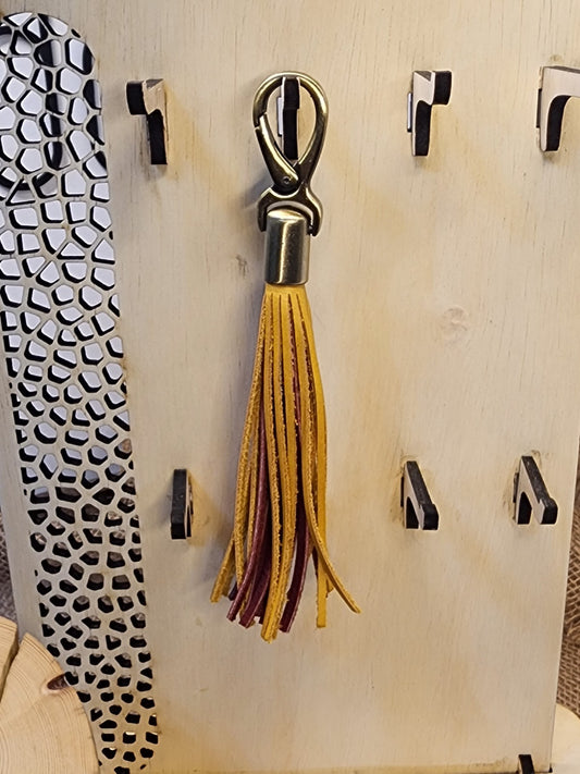 Medium Red and Yellow Leather Tassel