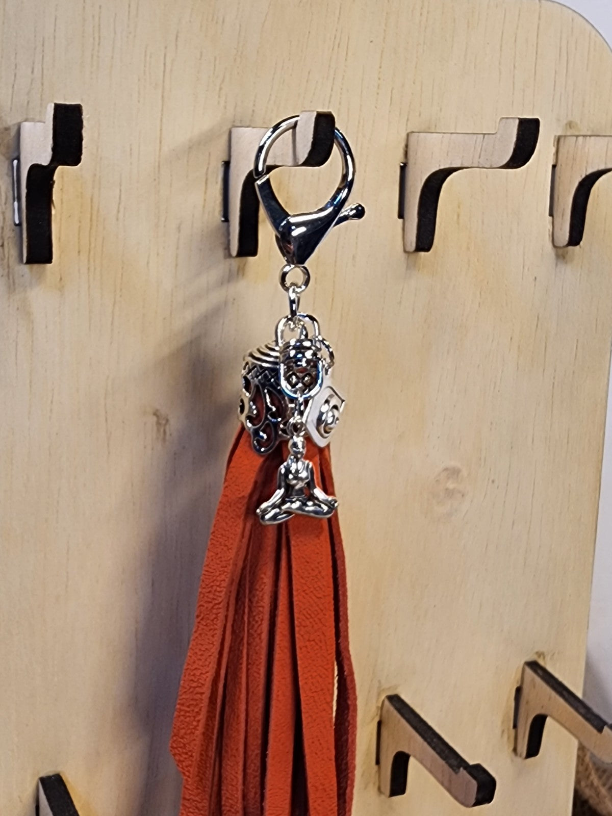Designer Leather Red Orange Tassel