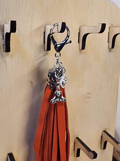 Designer Leather Red Orange Tassel