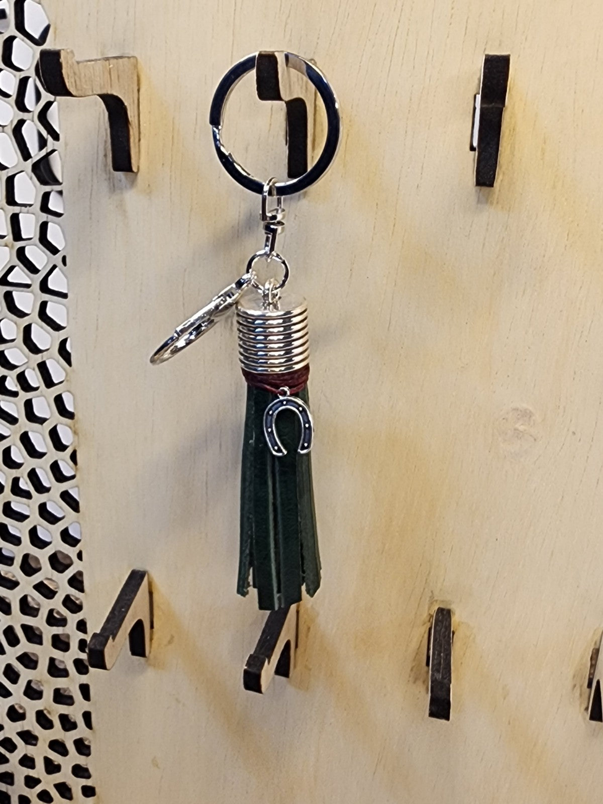 Short Cactus Green Leather Tassel