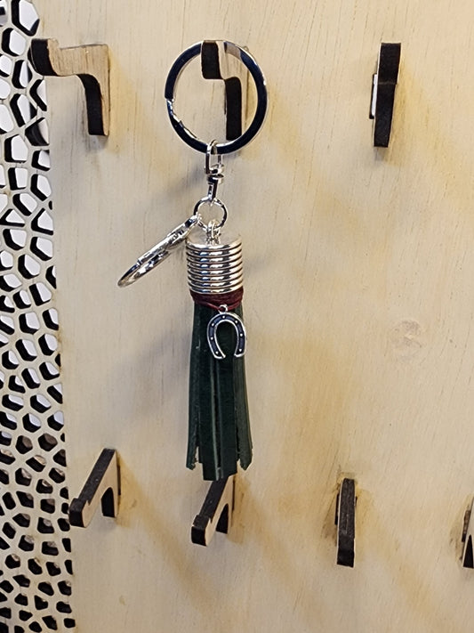 Short Cactus Green Leather Tassel