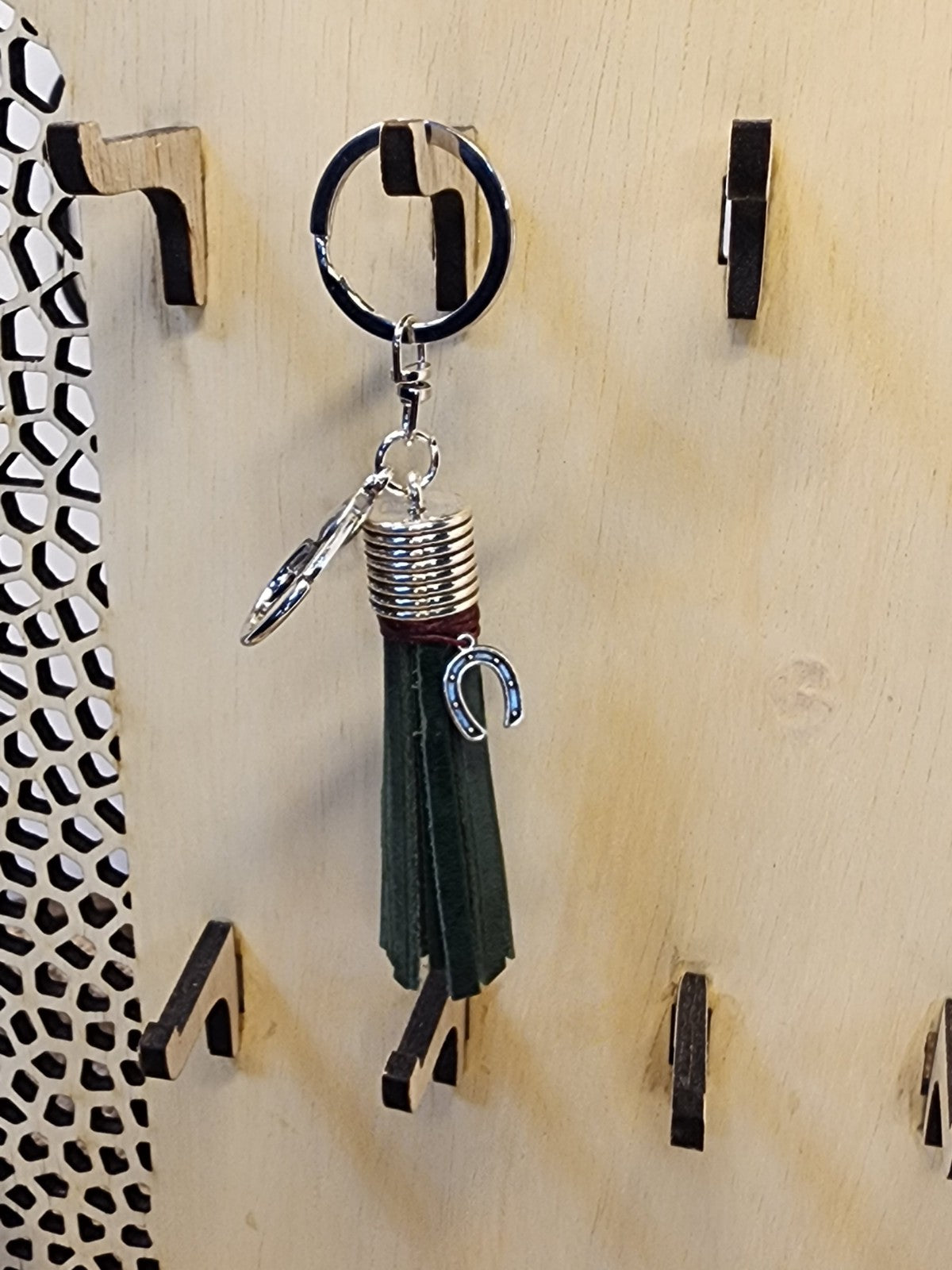 Short Cactus Green Leather Tassel