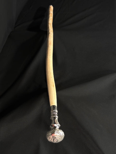 White Oak Cane with Silver Brass Handle